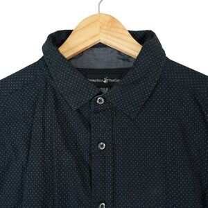 Beverly Hills Polo Club Shirt Mens 2XLB Blue Polka Dot Button Front Short Sleeve